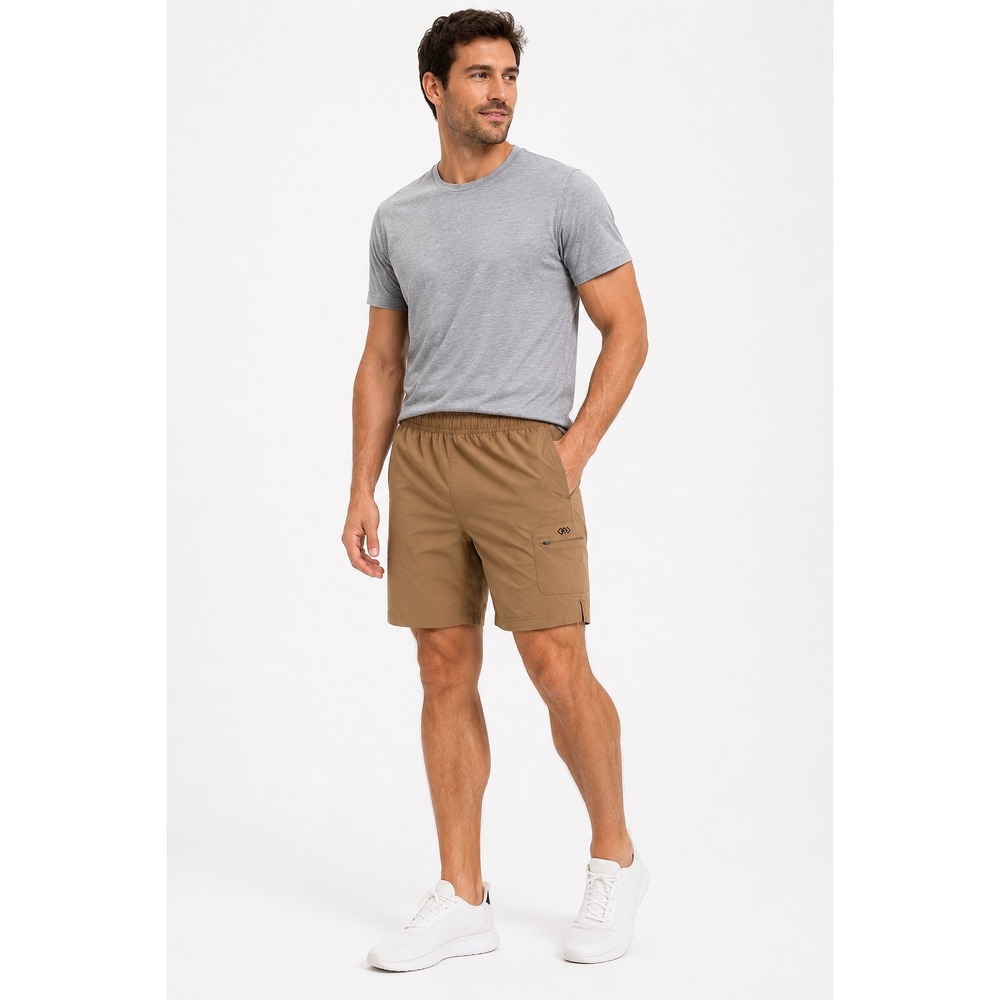 LEG3ND Athletic Cargo Shorts Mens Size M Tan Brown Hiking Stretch Zipper Pocket